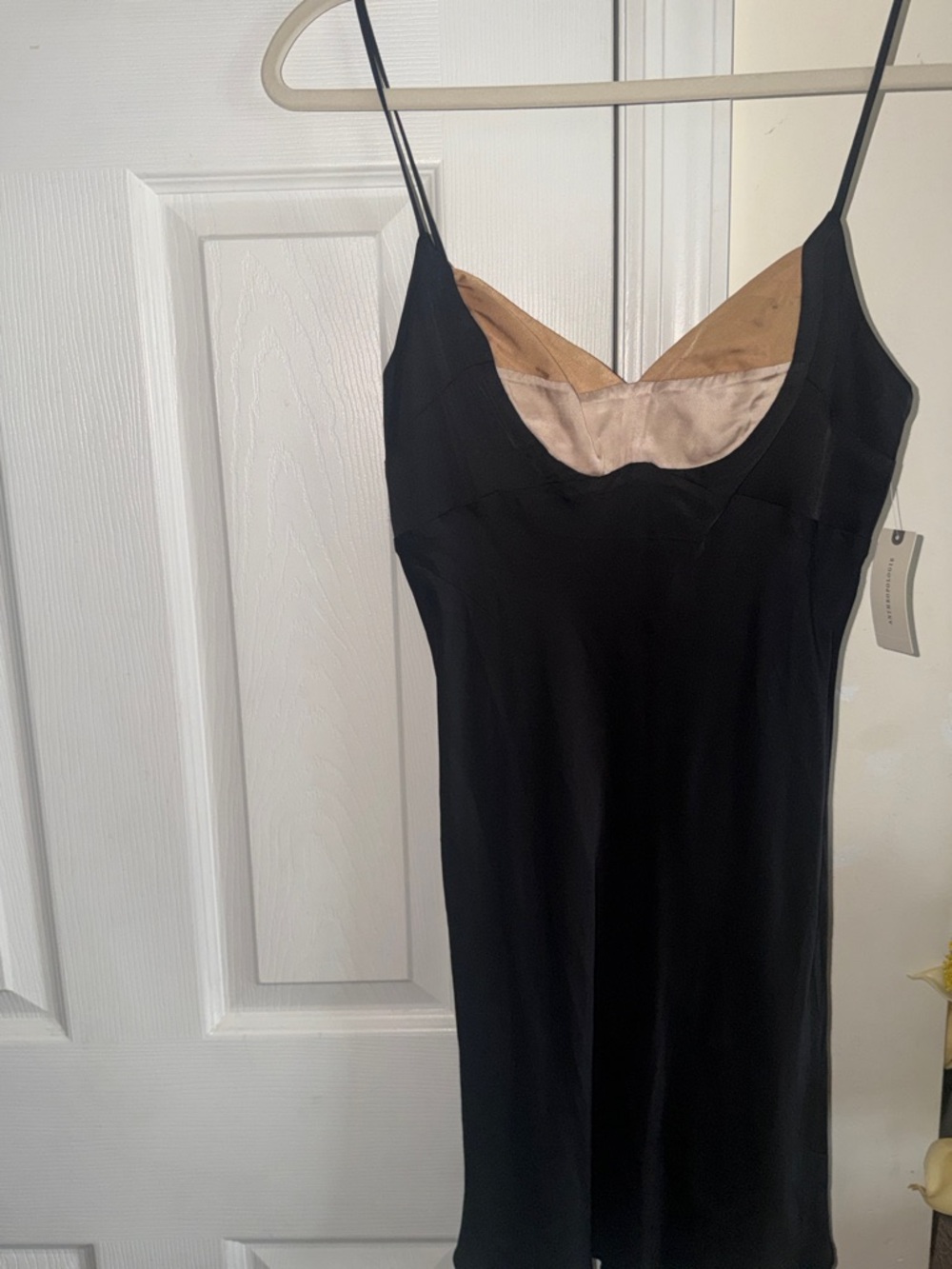 Anthropologie Black Slip Dress with Nude Lining